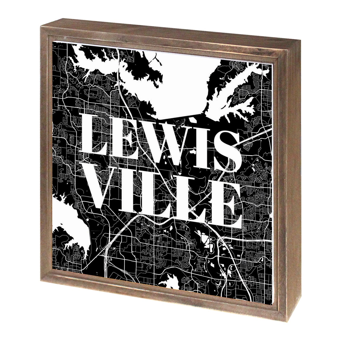 Minimalistic B&W Texas Lewisville Map | Wood Sign | Eaches | Min 1