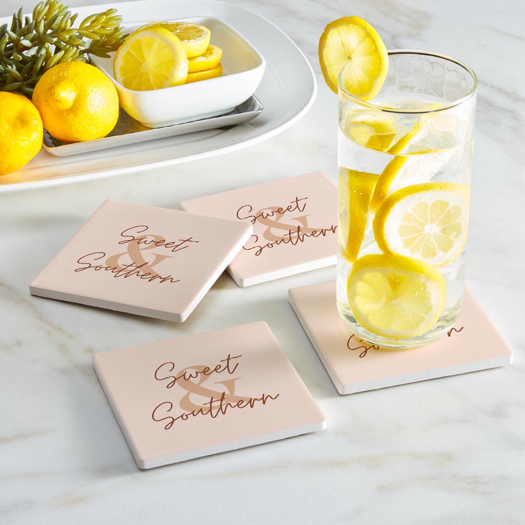 Modern Minimalist Texas Sweet Southern | Absorbent Coasters | Set of 4 | Min 2