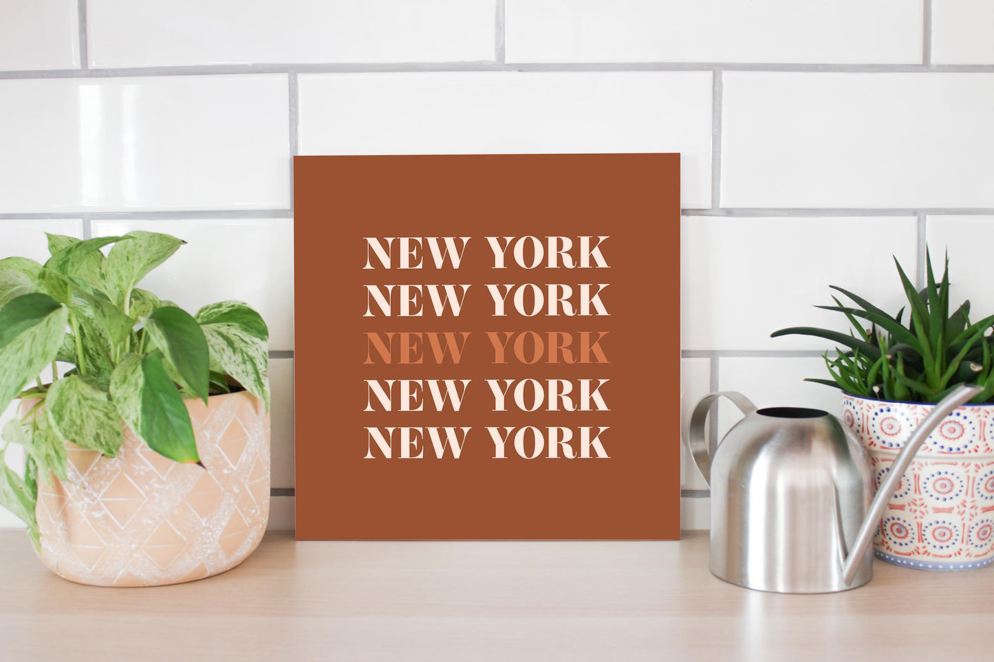 Modern Minimalist New York Repeated Dark | Wood Sign | Eaches | Min 2