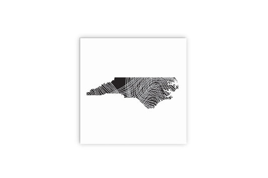 Minimalistic B&W North Carolina State Black With Fluid Lines | Wood Sign | Eaches | Min 2