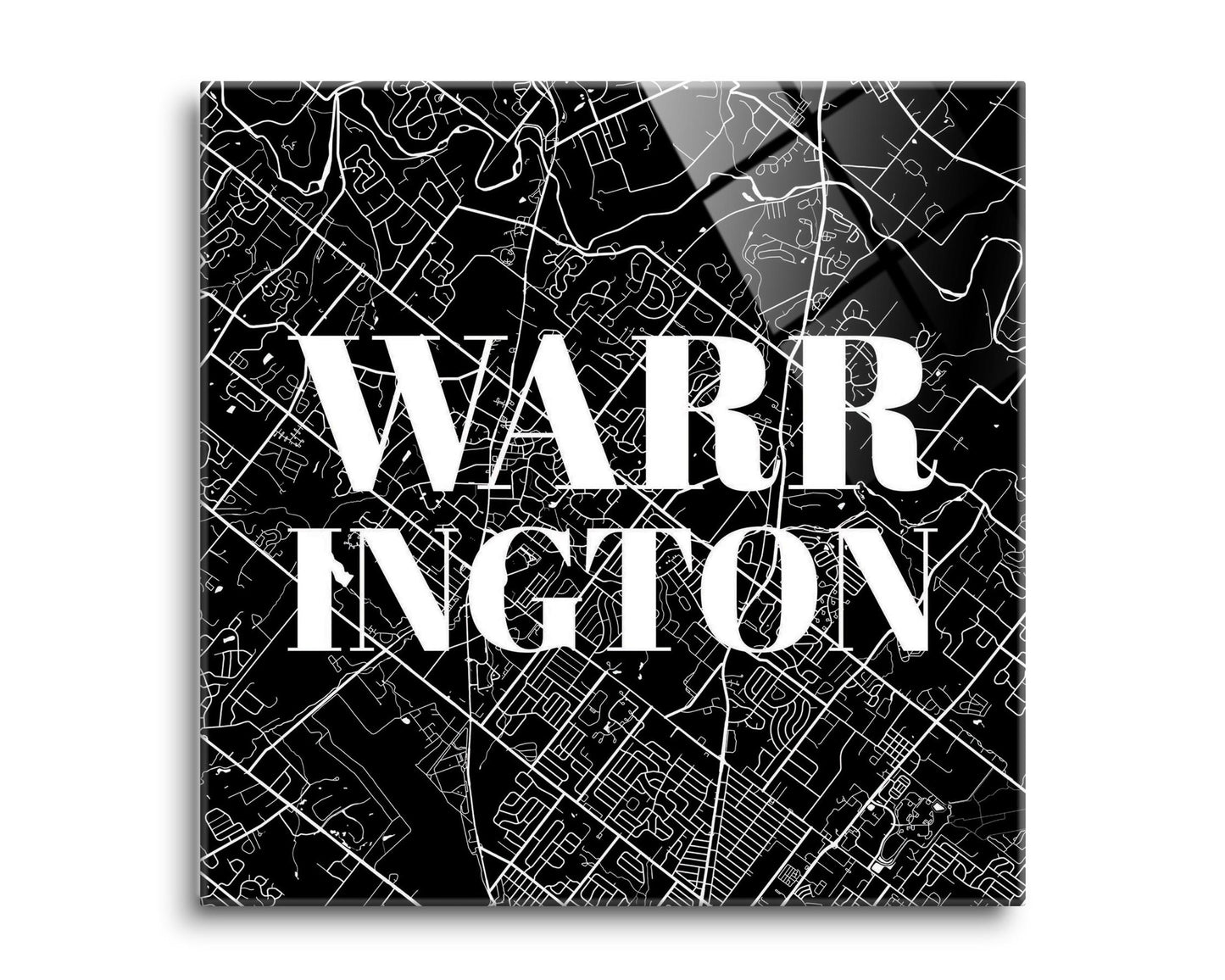 Minimalistic B&W Pennsylvania Warrington Map | Hi-Def Glass Art | Eaches | Min 2