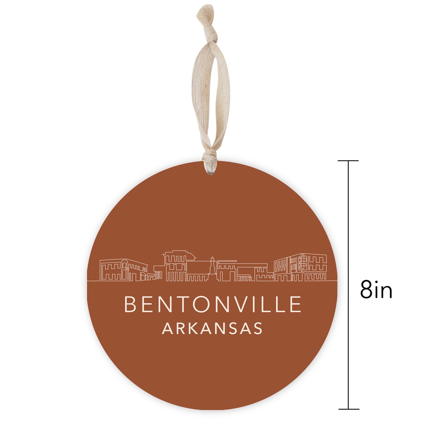 Modern Minimalist Arkansas Bentonville Skyline | Wood Ornament | Eaches | Min 1