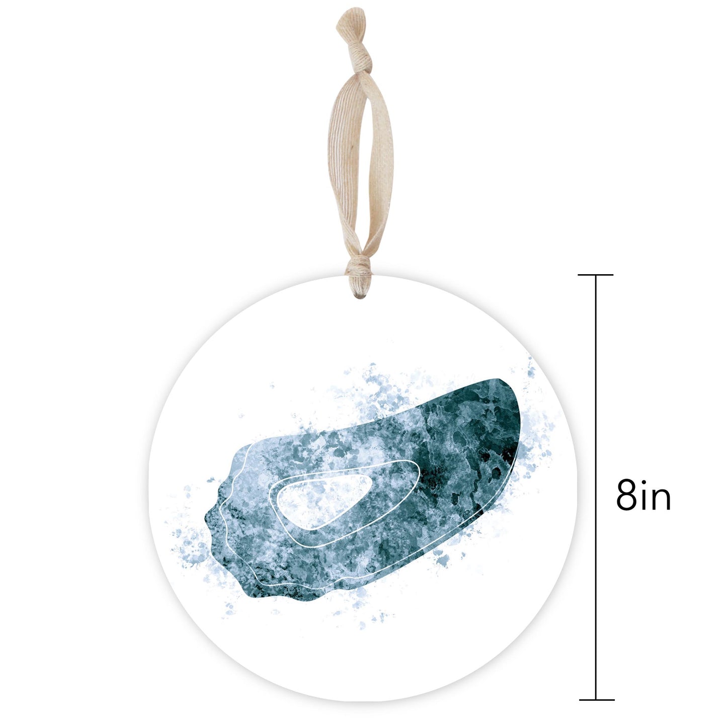 Blue White Water Color Oyster | Wood Ornament | Eaches | Min 1