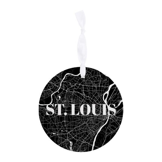 Minimalist B&W Missouri St Louis Map| Wood Ornament | Eaches | Min 6