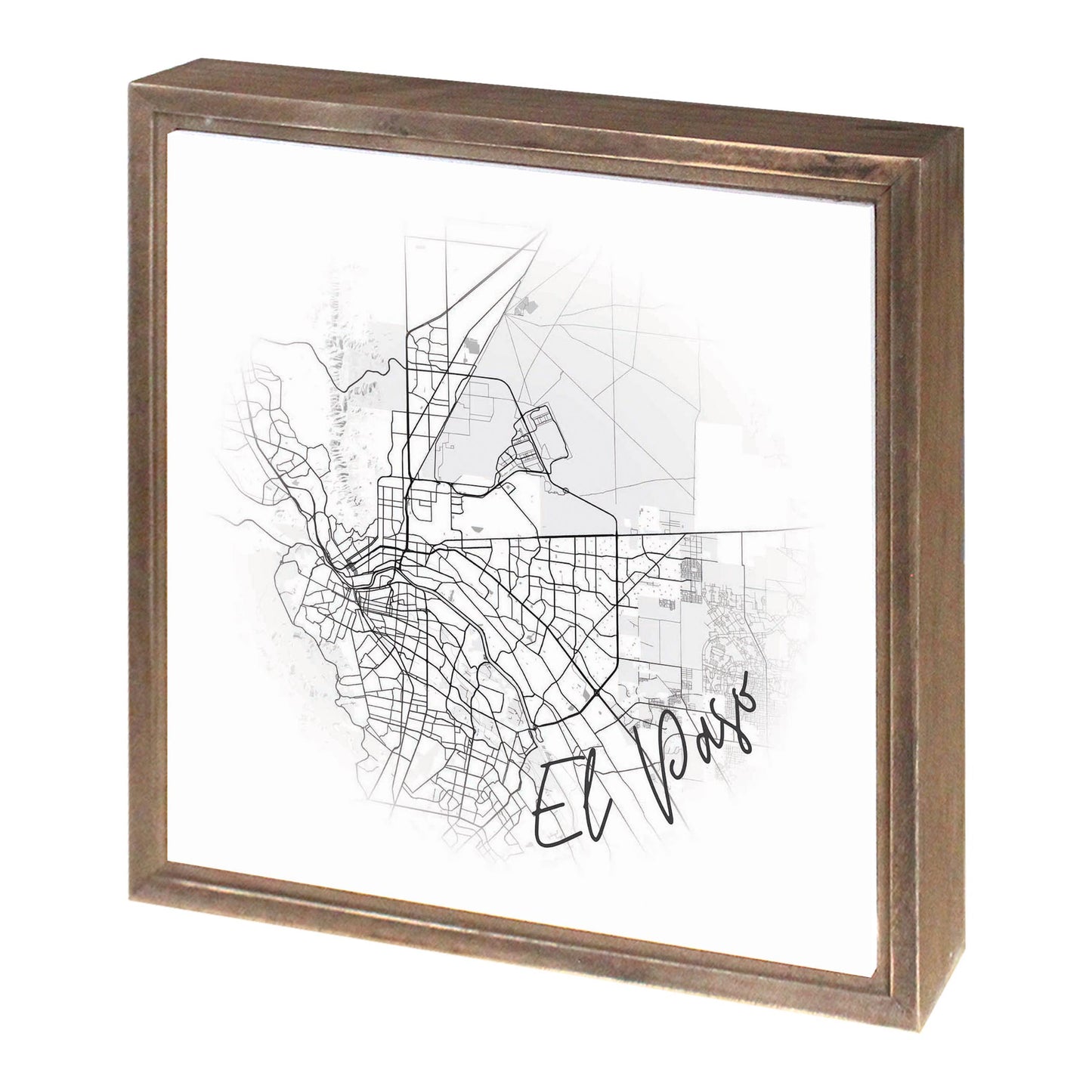 Minimalistic B&W Texas El Paso Circle Map | Wood Sign | Eaches | Min 1