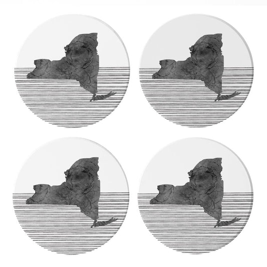 Minimalistic B&W New York Shape Straight Lines | Absorbent Coasters | Set of 4 | Min 2