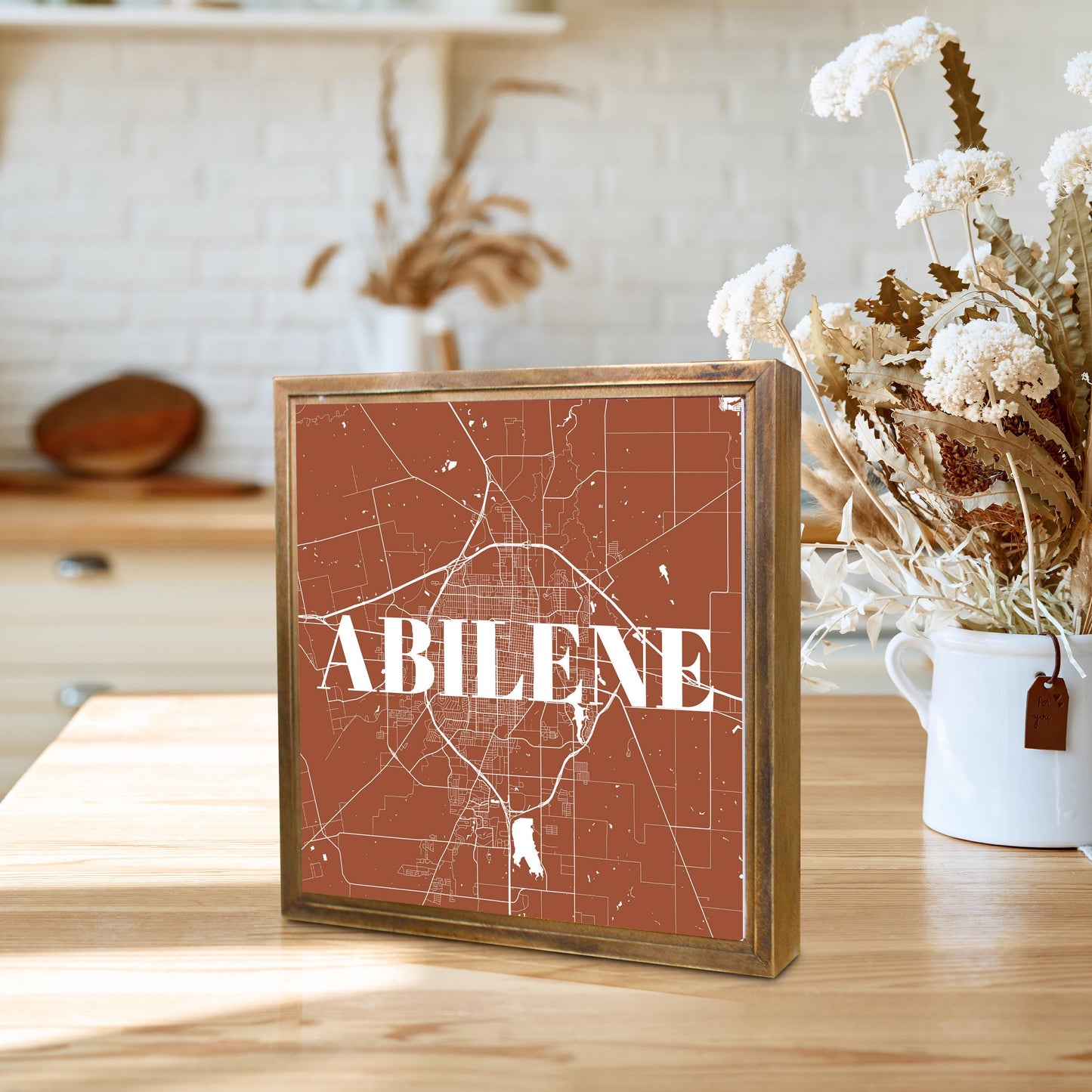 Modern Minimalist Texas Abilene Map | Wood Sign | Eaches | Min 1