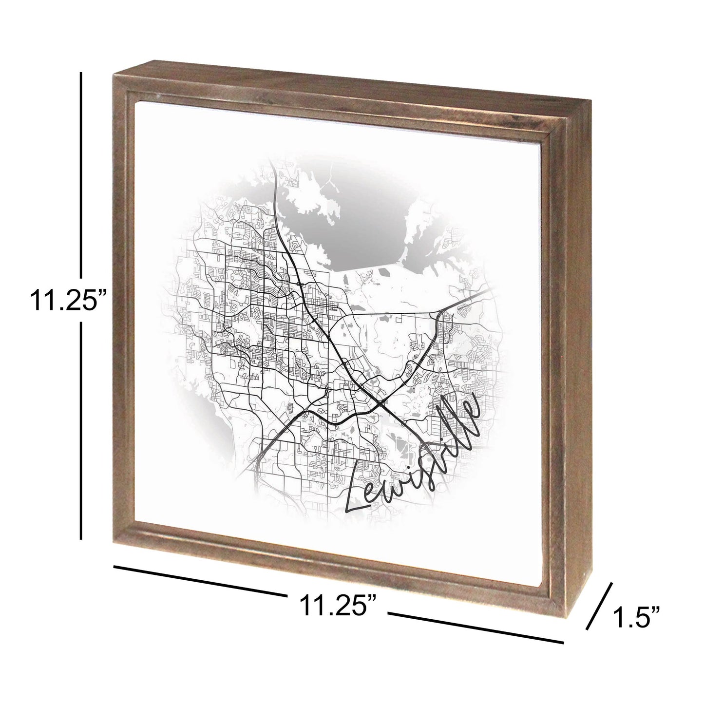 Minimalistic B&W Texas Lewisville Circle Map | Wood Sign | Eaches | Min 1