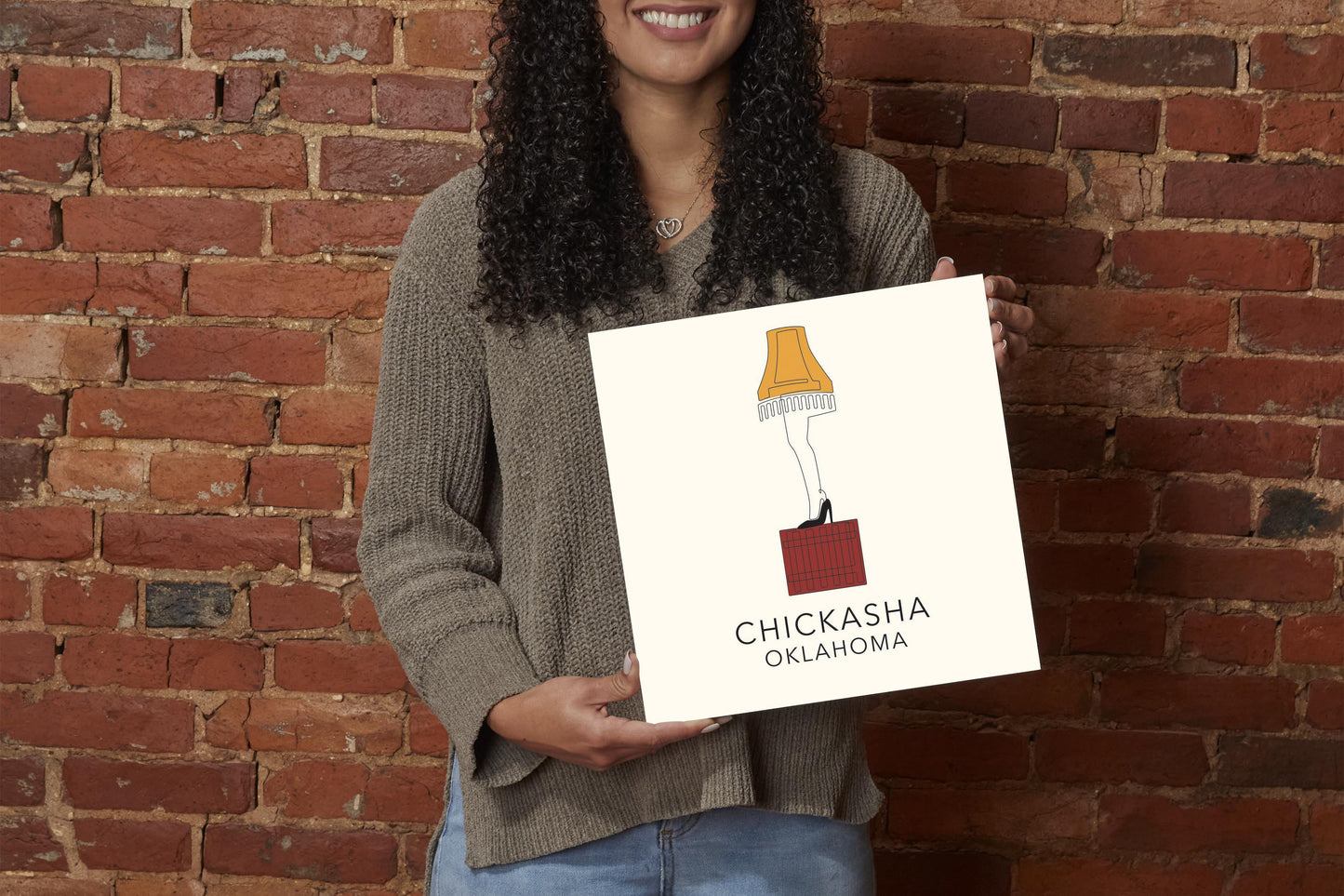 Modern Minimalist Oklahoma Colorful Chickasha Leg Lamp | Wood Sign | Eaches | Min 2