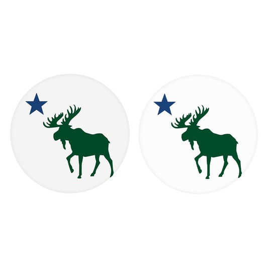 New England Star And Moose | Absorbent Car Coasters | Set of 2 | Min 4