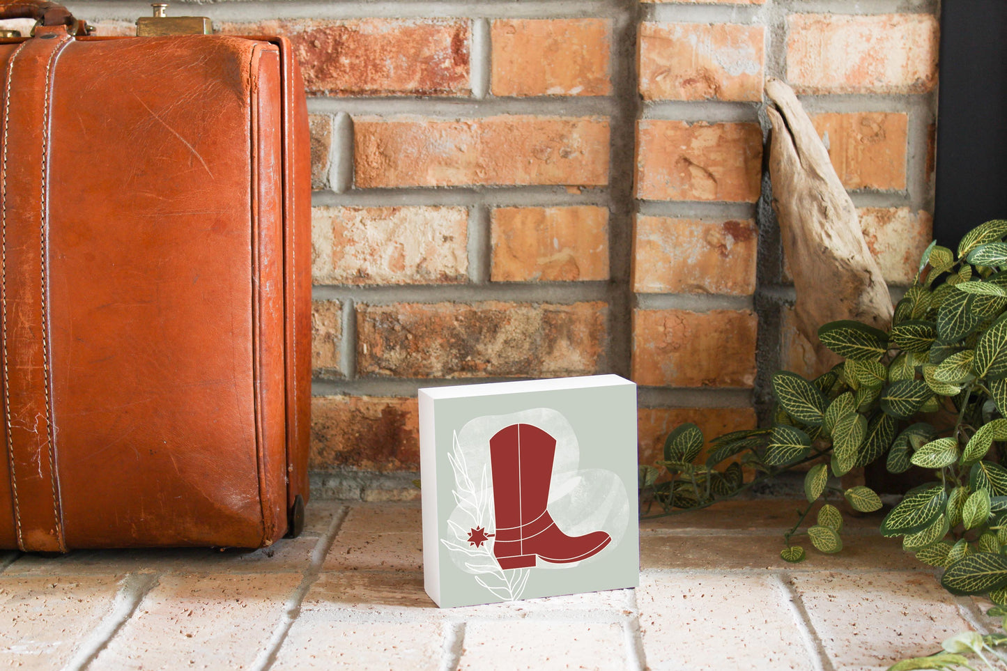 Modern Minimalist Oklahoma Boot | Wood Block | Eaches | Min 4