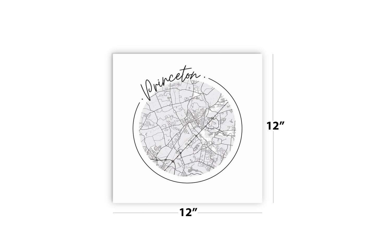 Minimalistic B&W New Jersey Princeton Circle Map | Wood Sign | Eaches | Min 2