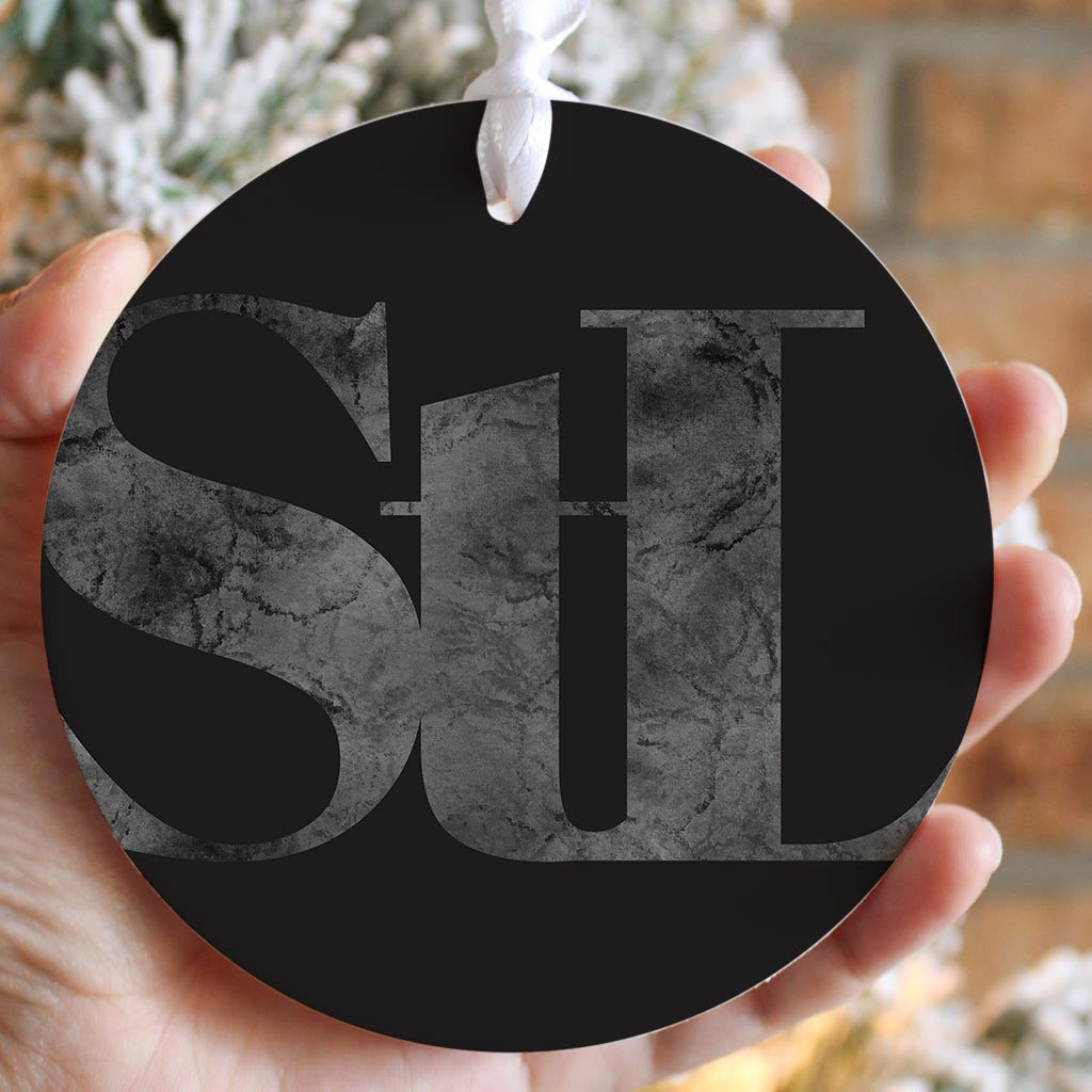 Minimalist B&W Missouri St Louis Black Initials| Wood Ornament | Eaches | Min 6