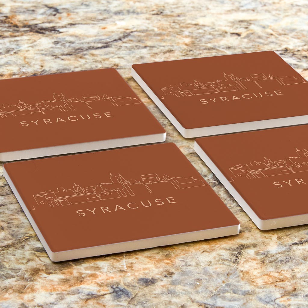 Modern Minimalist New York Syracuse Skyline | Absorbent Coasters | Set of 4 | Min 2