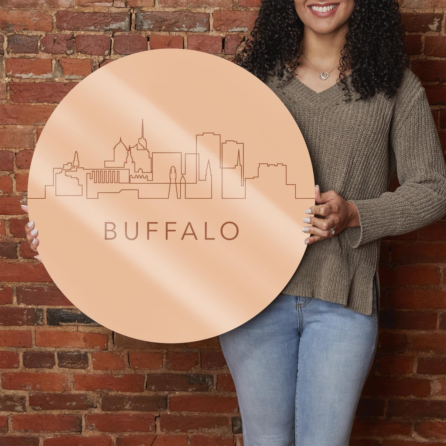 Modern Minimalistic New York Buffalo Skyline | Hi-Def Glass Art | Eaches | Min 1