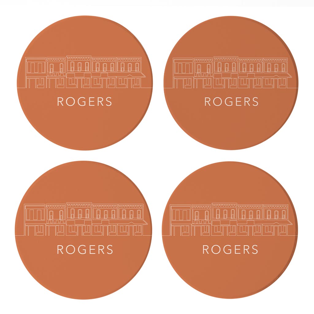 Modern Minimalist Arkansas Rogers Skyline | Absorbent Coasters | Set of 4 | Min 2