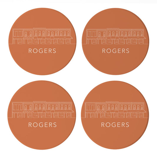 Modern Minimalist Arkansas Rogers Skyline | Absorbent Coasters | Set of 4 | Min 2