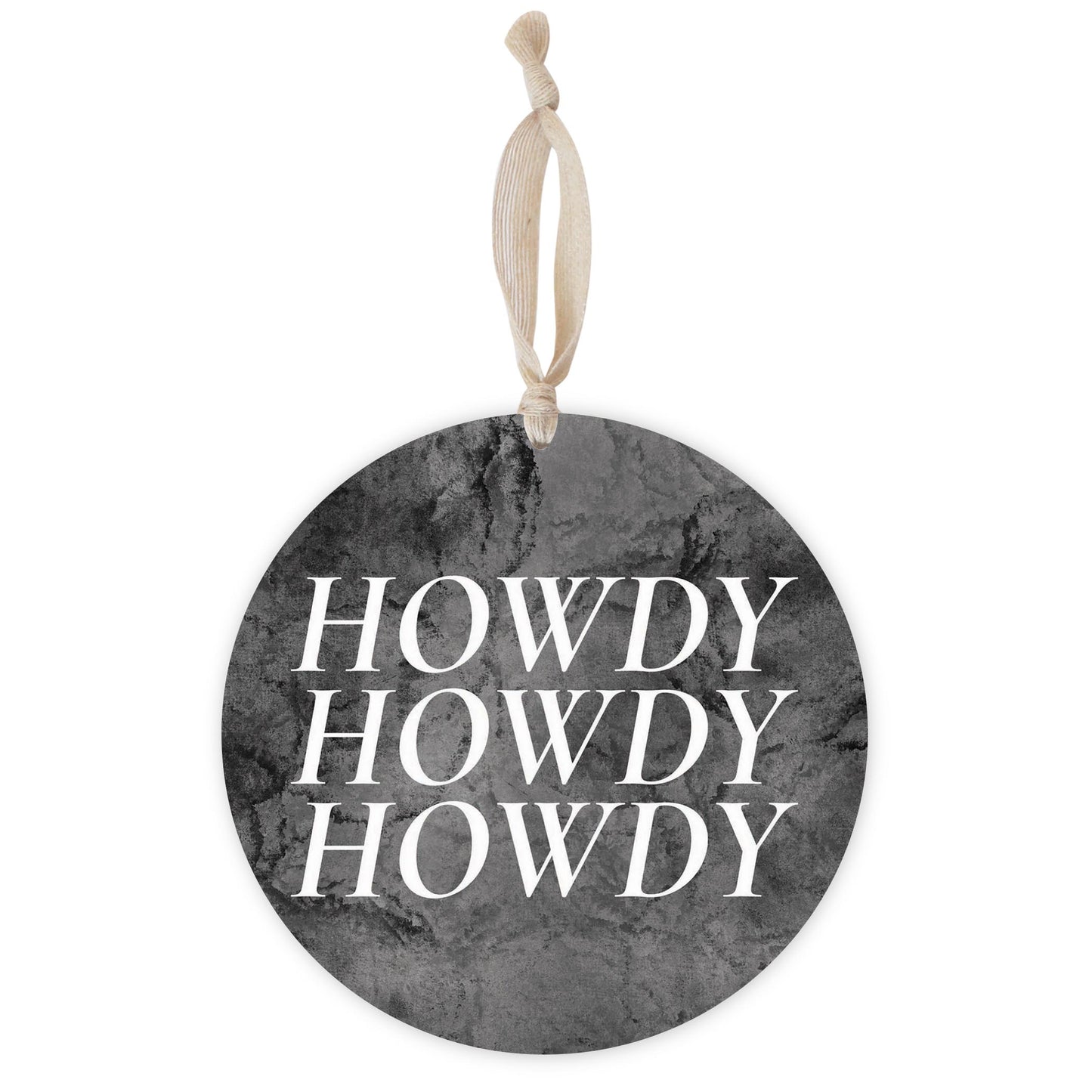 Minimalistic B&W Texas Textured Howdy | Wood Ornament | Eaches | Min 1