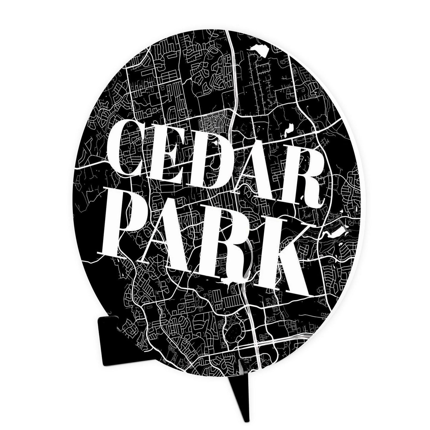 Minimalistic B&W Texas Cedar Park Map | Wood Sign | Eaches | Min 1