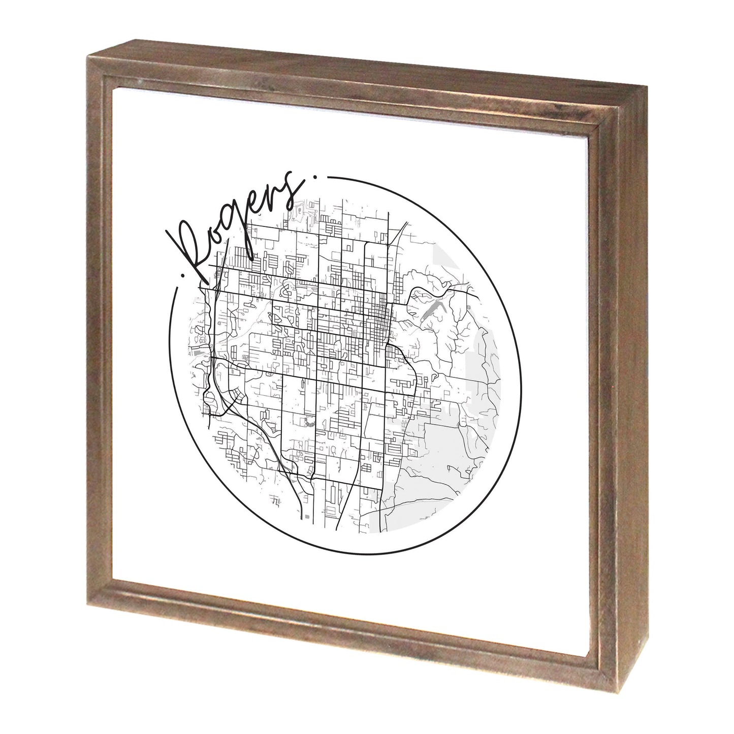 Minimalist B&W Arkansas Rogers Circle Map | Wood Sign | Eaches | Min 1