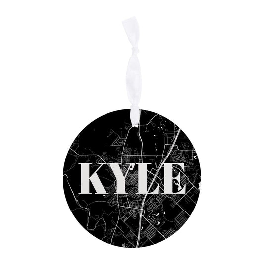 Minimalistic B&W Texas Kyle Map | Wood Ornament | Eaches | Min 6