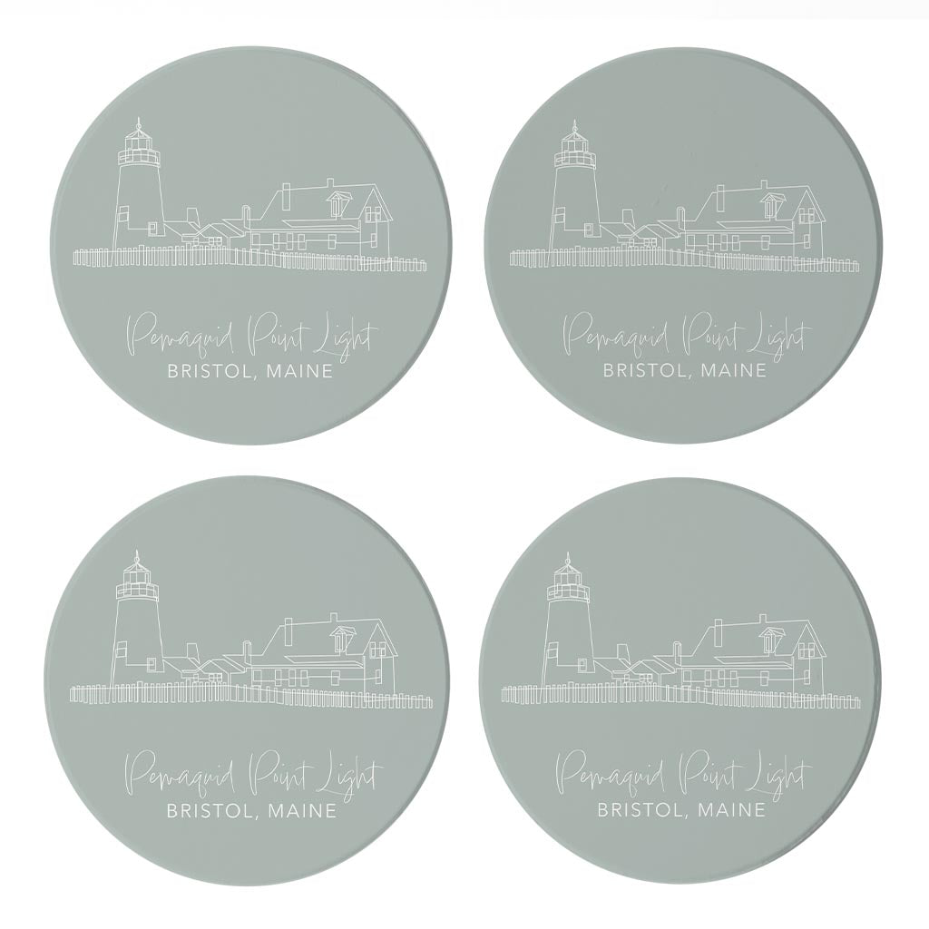 Pemaquid Point Light Muted Coastal | Absorbent Coasters | Set of 4 | Min 2