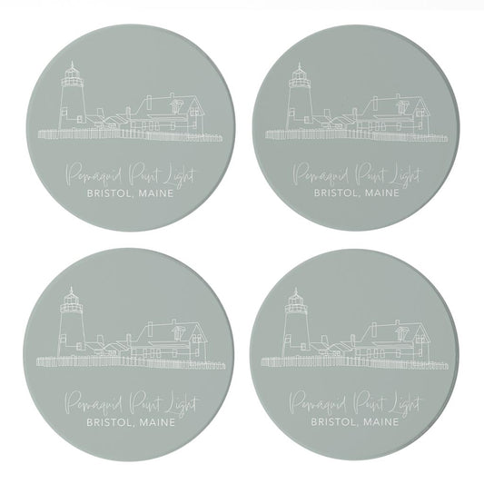 Pemaquid Point Light Muted Coastal | Absorbent Coasters | Set of 4 | Min 2