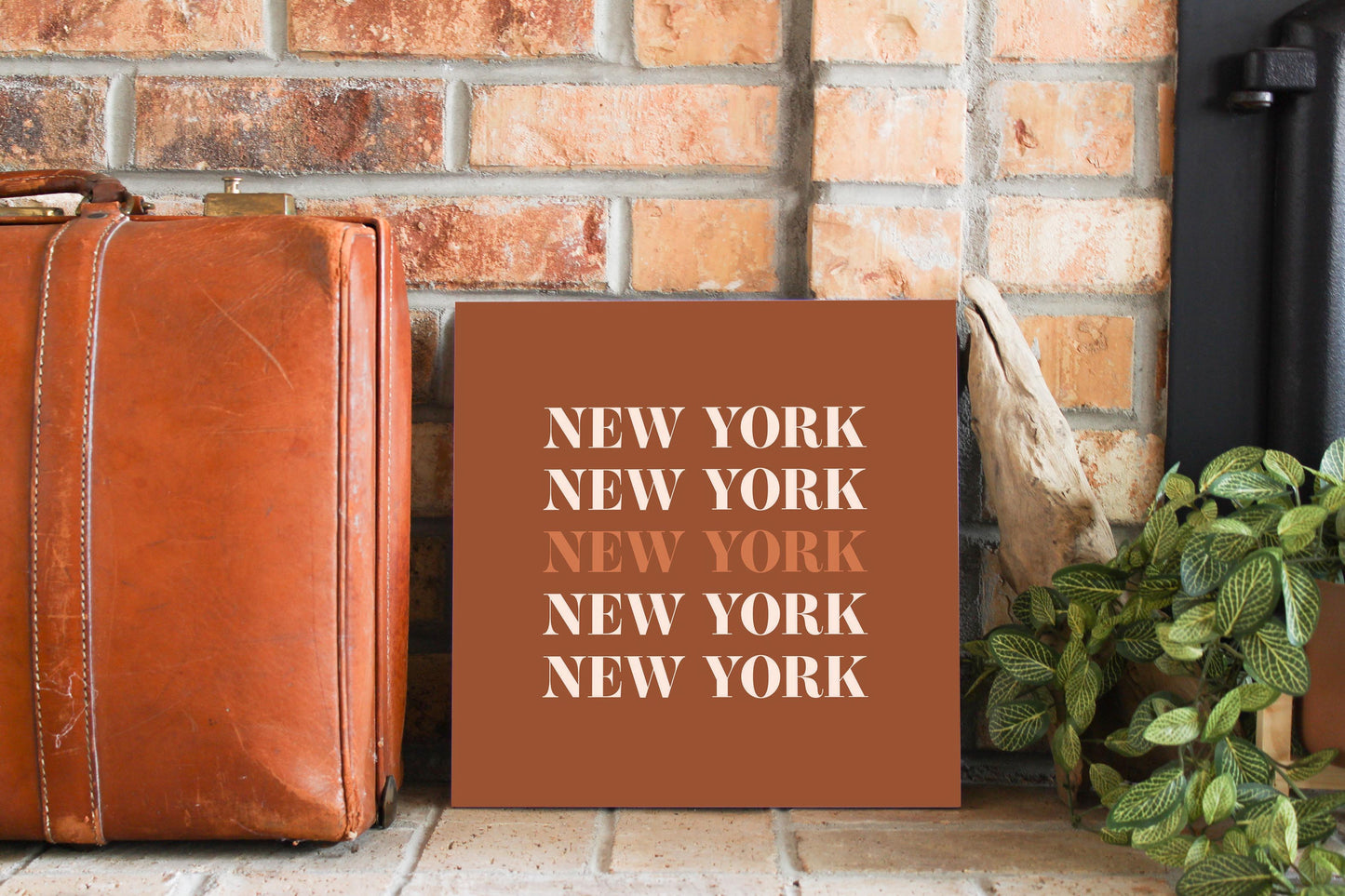 Modern Minimalist New York Repeated Dark | Wood Sign | Eaches | Min 2