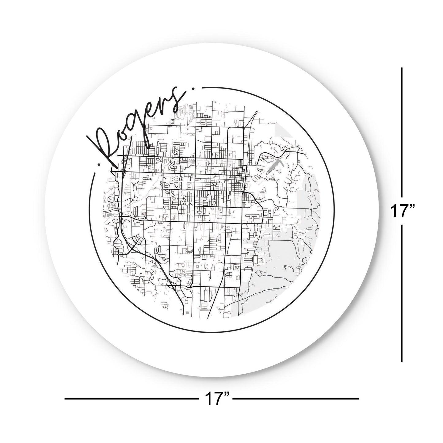 Minimalist B&W Arkansas Rogers Circle Map | Wood Sign | Eaches | Min 1