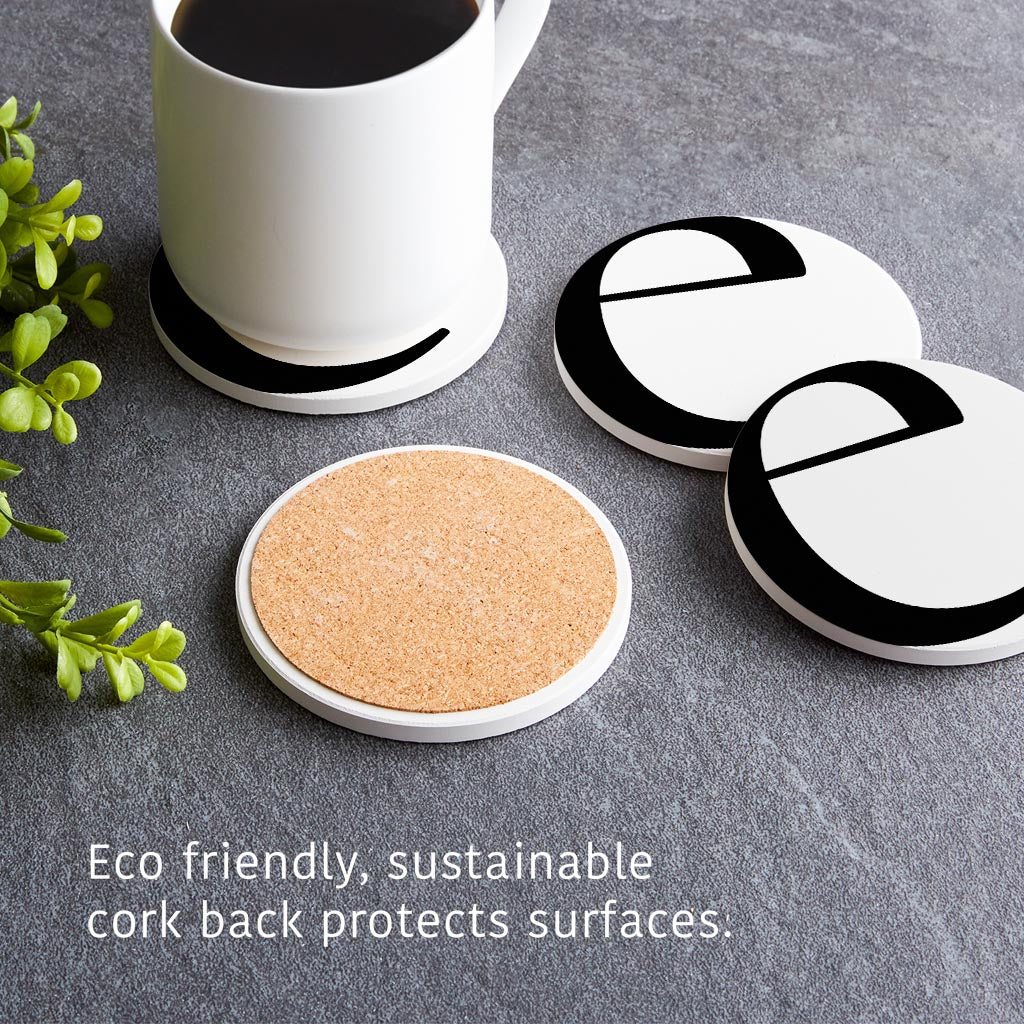 Minimalist Monogram E Circle | Absorbent Coasters | Set of 4 | Min 2