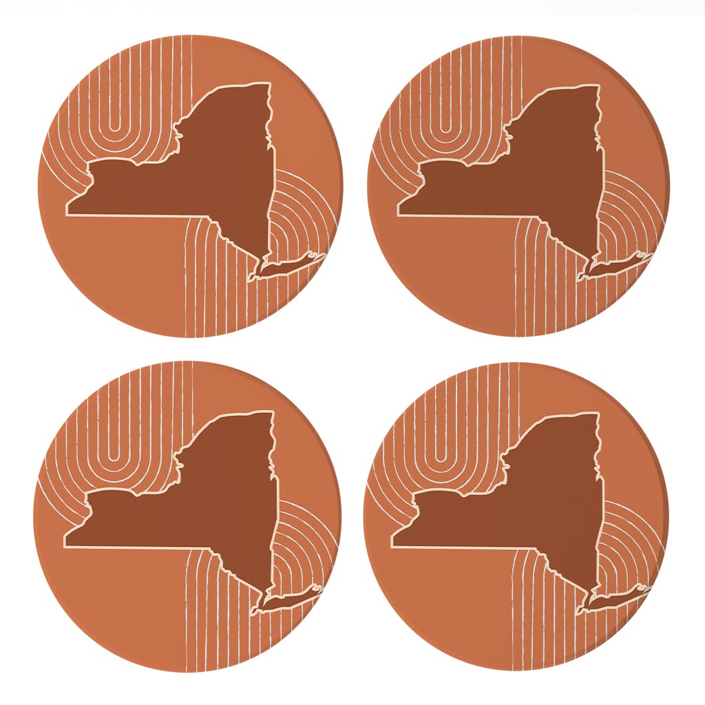 Modern Minimalistic New York Retro Thin Line | Absorbent Coasters | Set of 4 | Min 2