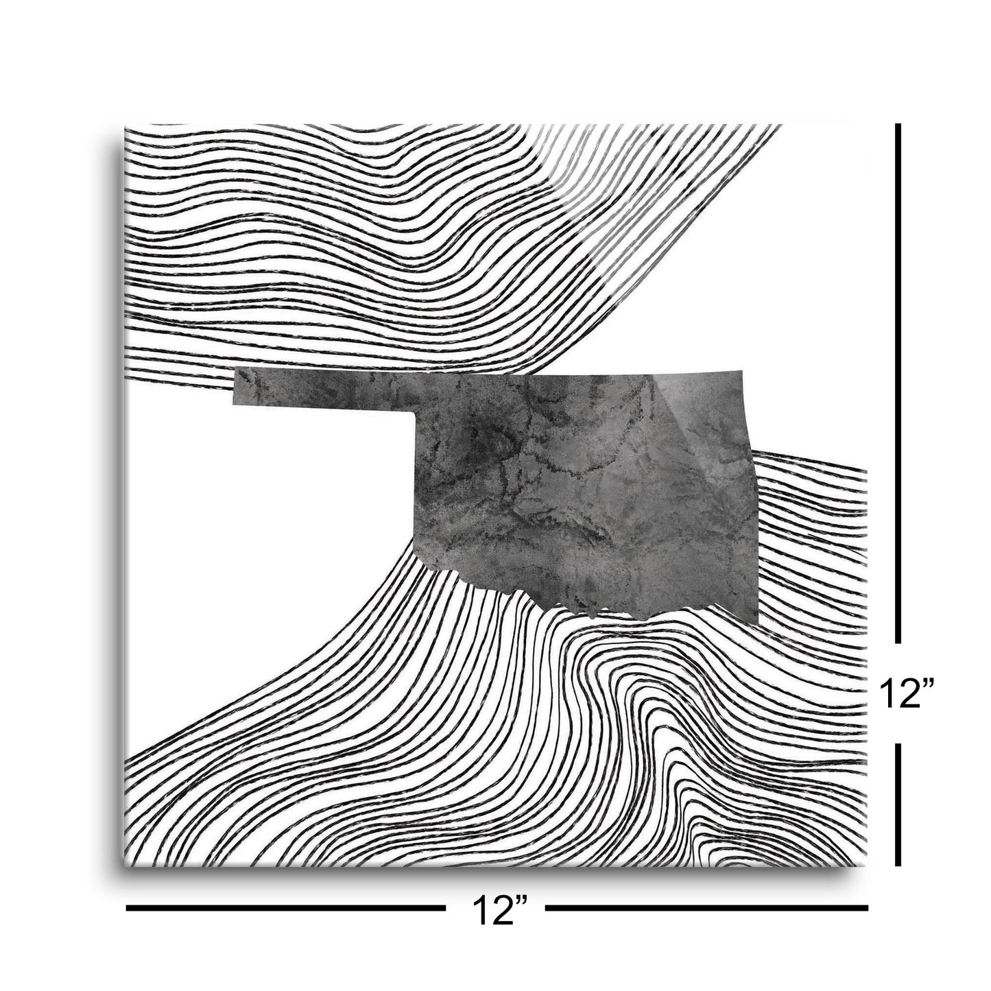 Modern Oklahoma State Shape With Fluid Lines | Hi-Def Glass Art | Eaches | Min 1