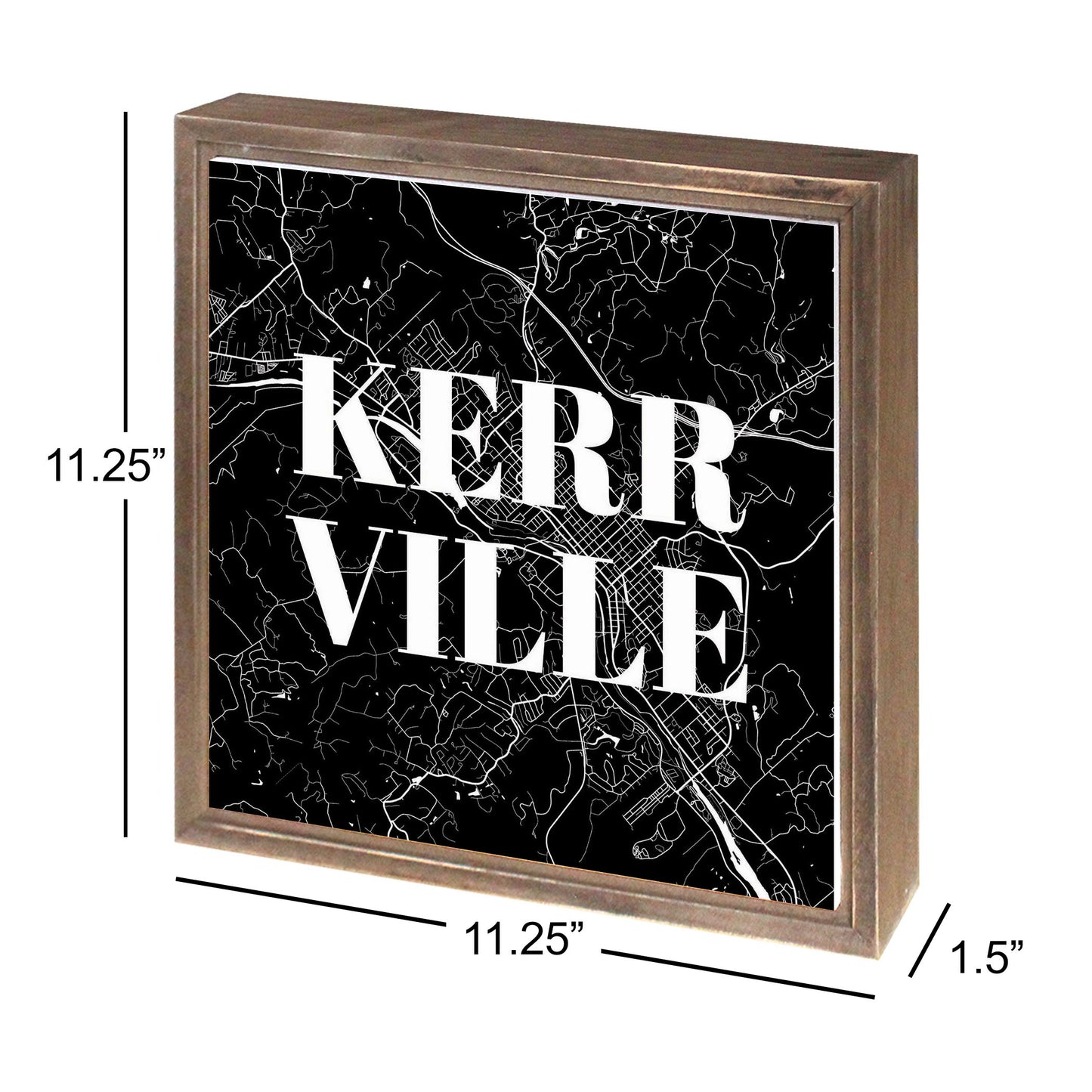 Minimalistic B&W Texas Kerrville Map | Wood Sign | Eaches | Min 1