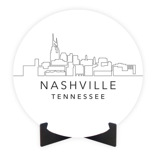 Minimalist B&W Tennessee Nashville Skyline | Wood Sign | Eaches | Min 1