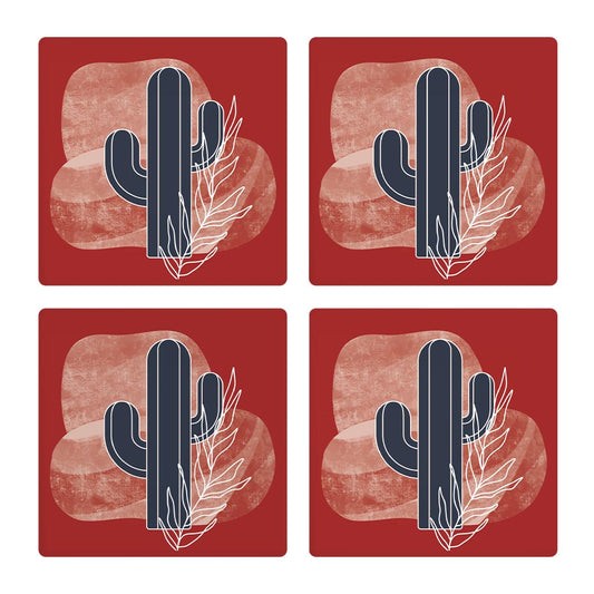 Modern Minimalist Texas Colors Cactus | Absorbent Coasters | Set of 4 | Min 2