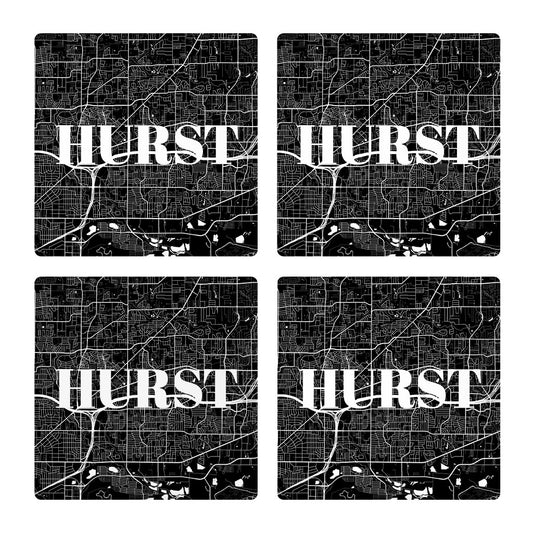 Minimalistic B&W Texas Hurst Map | Absorbent Coasters | Set of 4 | Min 2