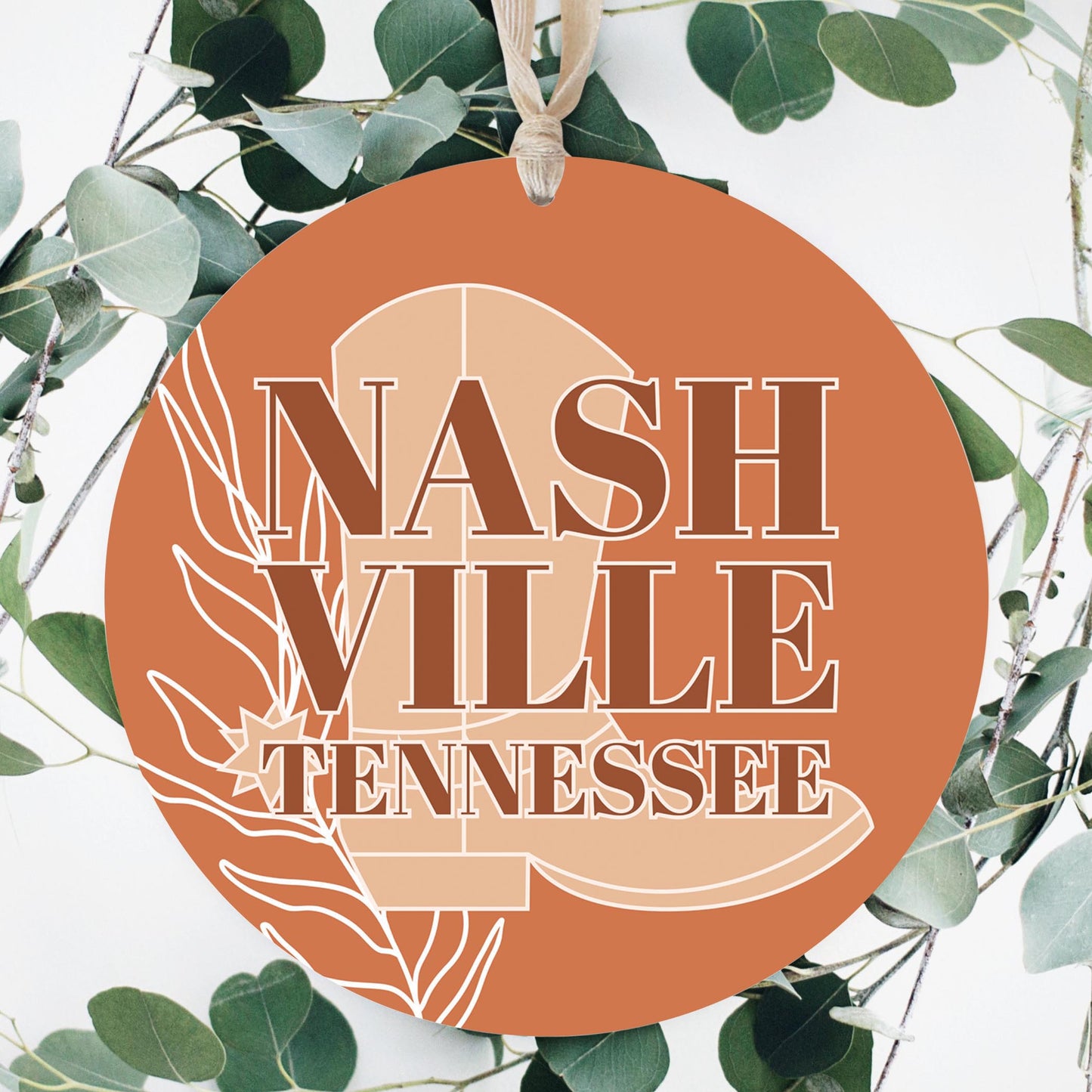 Modern Minimalist Tennessee Nashville Boot | Wood Ornament | Eaches | Min 1