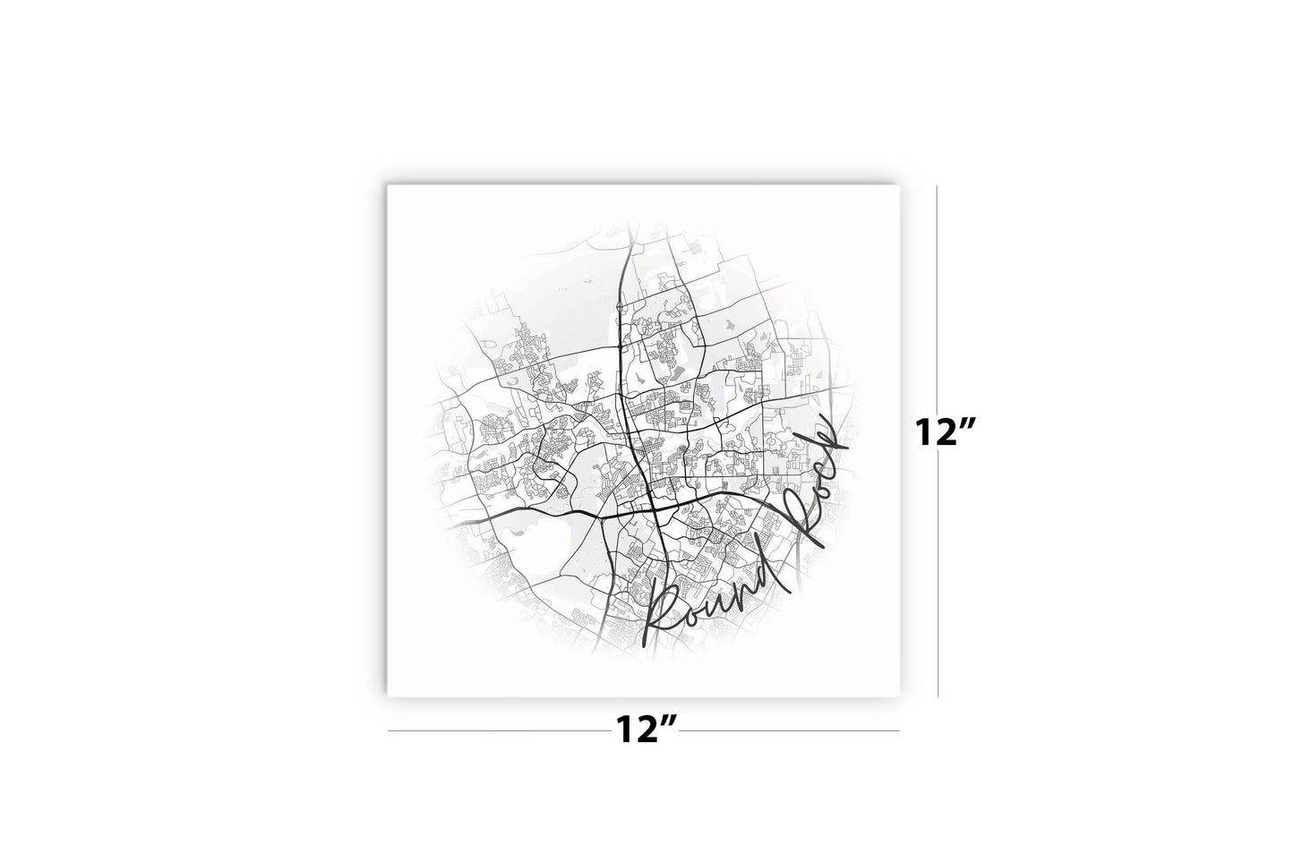 Minimalistic B&W Texas Round Rock Circle Map | Wood Sign | Eaches | Min 2