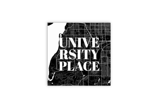 Minimalistic B&W Washington University Place Map | Wood Sign | Eaches | Min 2