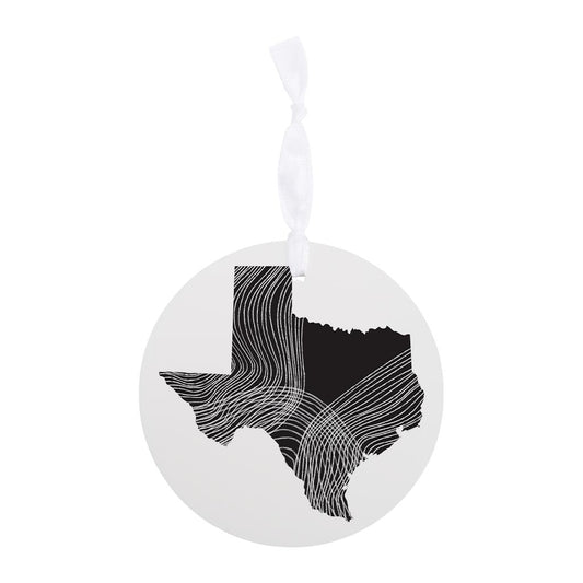 Modern Texas State Shape With Fluid Lines| Wood Ornament | Eaches | Min 6