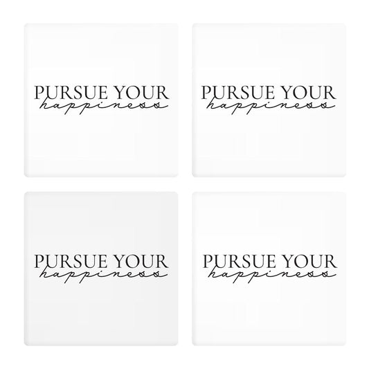 Minimalistic B&W Pennsylvania Happiness Quip | Absorbent Coasters | Set of 4 | Min 2