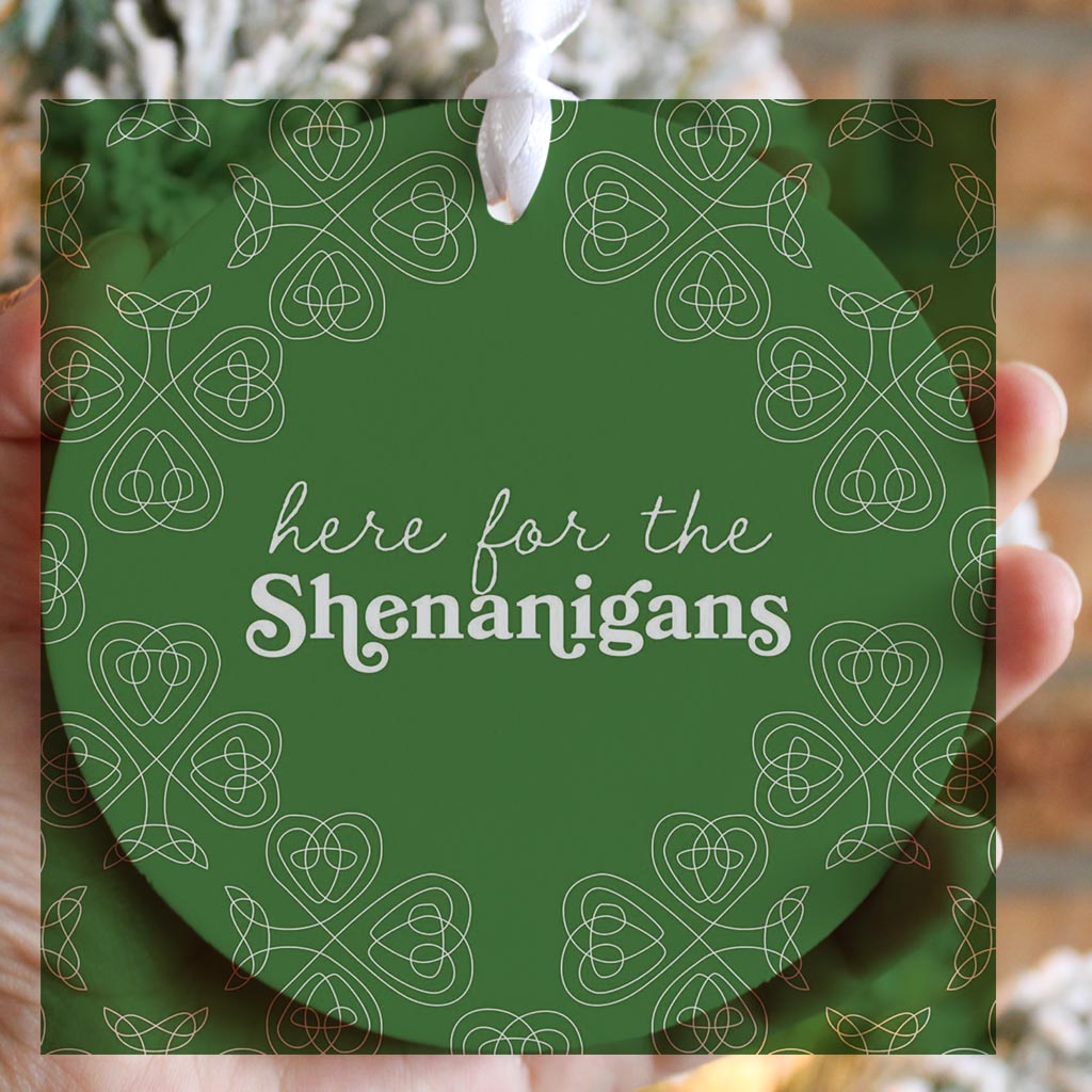 Dark Green Shamrock Here For The Shenanigans | Wood Ornament | Eaches | Min 6