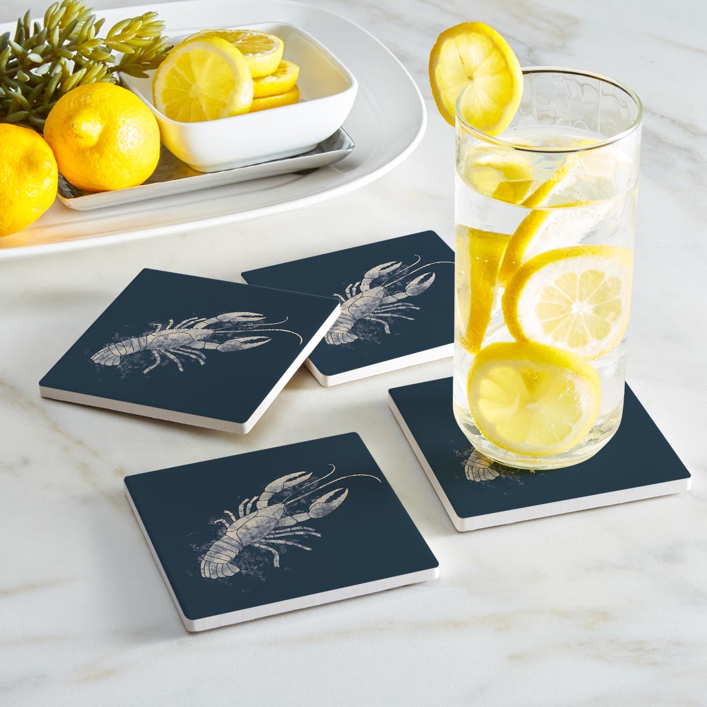 Modern Minimalist Louisiana Crawfish Water Color | Absorbent Coasters | Set of 4 | Min 2