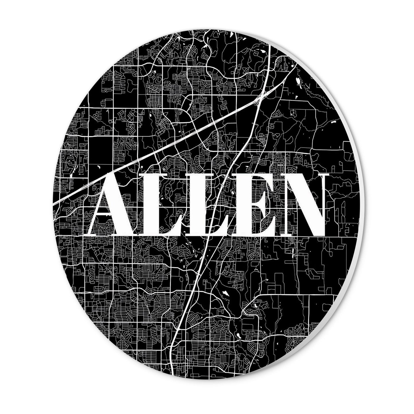 Minimalistic B&W Texas Allen Map | Wood Sign | Eaches | Min 1