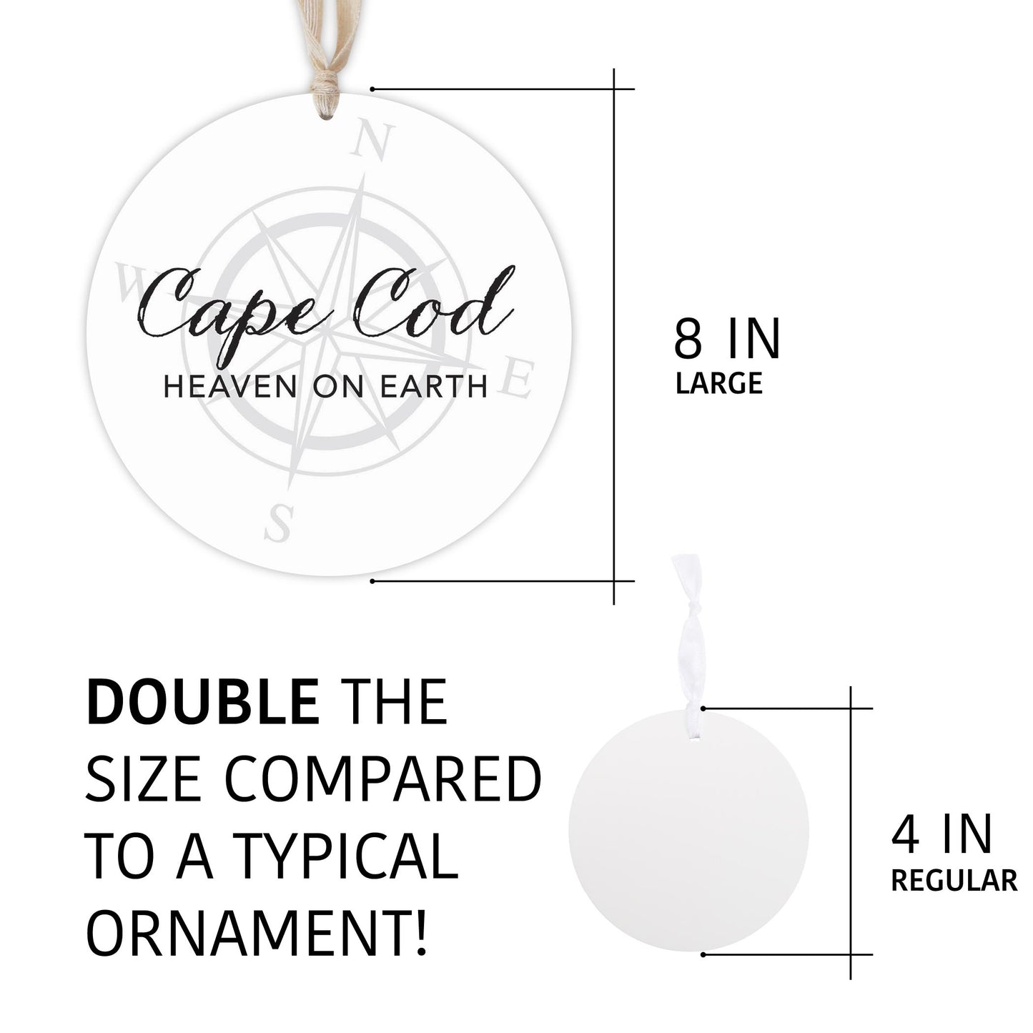 Minimalistic B&W Cape Cod Heaven On Earth | Wood Ornament | Eaches | Min 1