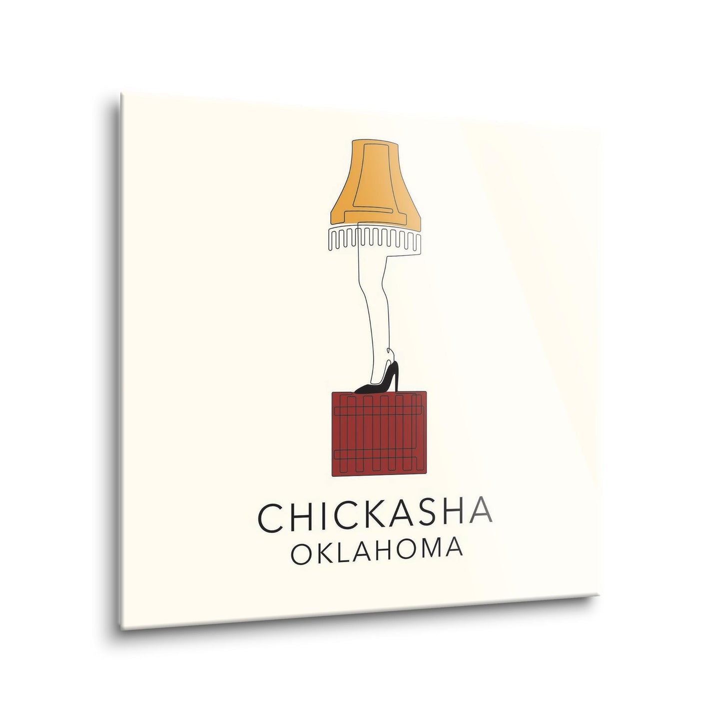 Modern Minimalist Oklahoma Colorful Chickasha Leg Lamp | Hi-Def Glass Art | Eaches | Min 1