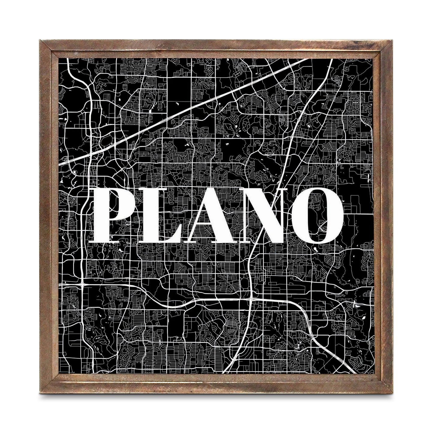 Minimalistic B&W Texas Plano Map | Wood Sign | Eaches | Min 1