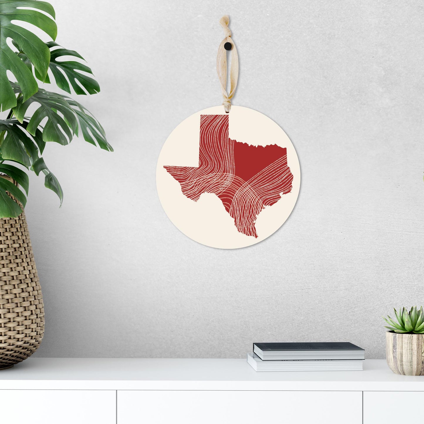 Modern Minimalist Texas Fluid Line State Shape | Wood Ornament | Eaches | Min 1