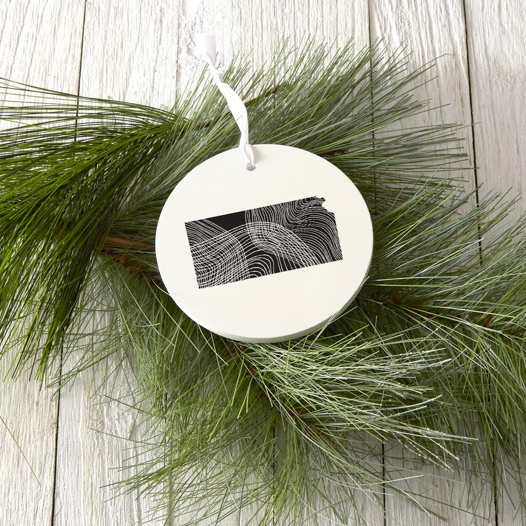 Minimalist B&W Kansas State Shape | Wood Ornament | Eaches | Min 6