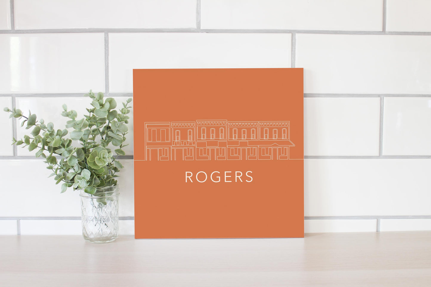 Modern Minimalist Arkansas Rogers Skyline | Wood Sign | Eaches | Min 2